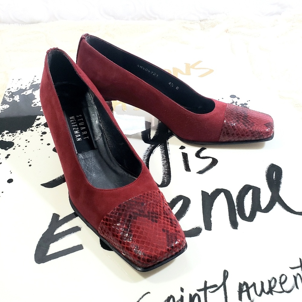 Stuart Weitzman Suede Croc Pump